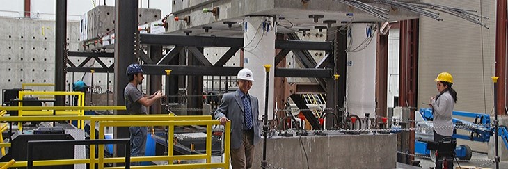 Saiid Saiidi, civil engineering professor and researcher at the University of Nevada, Reno, at the large test laboratory.