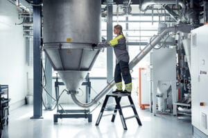 Powder tower at Sandvik’s titanium powder manufacturing facility in Sandviken, Sweden. Photo courtesy of Sandvik Additive Manufacturing.