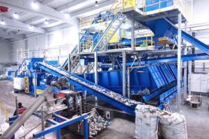 A PET bottle recycling plant. Photo: Bezner. Polyethylene terephthalate (PET) is a common polyester used in fibres for clothing, food & drink packaging and thermoforming for manufacturing.