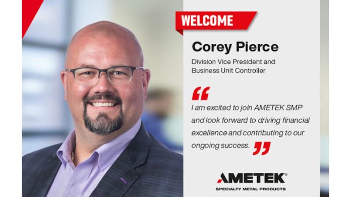 AMETEK SMP appoints Corey Pierce as Division VP