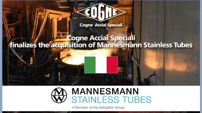 Mannesmann Stainless Tubes acquisition by Cogne Acciai Speciali is complete