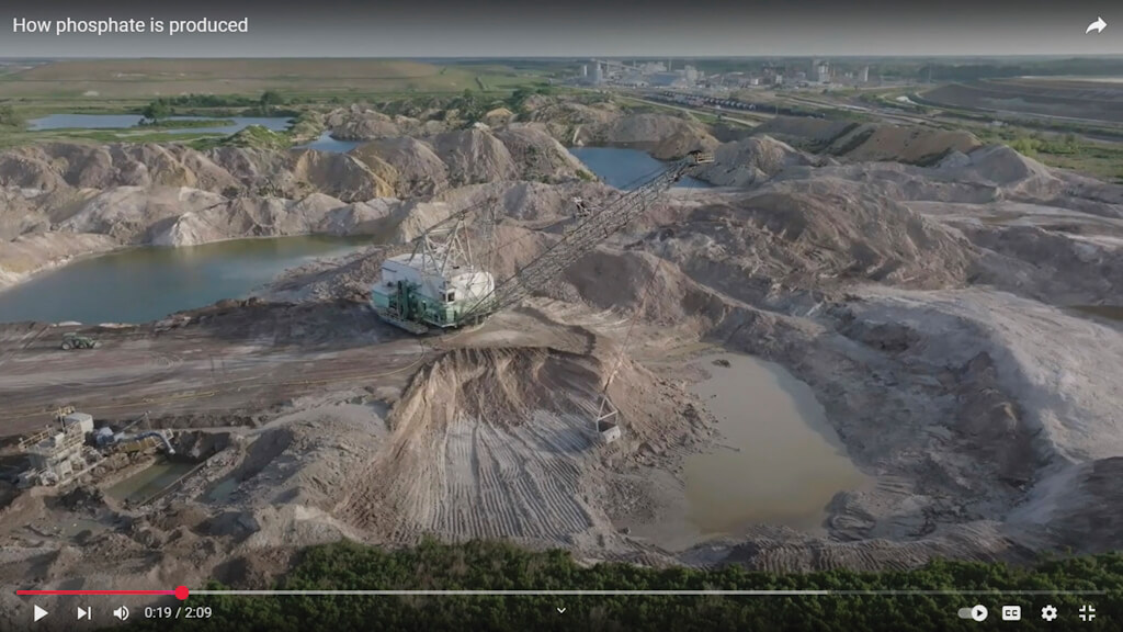 A two-minute video that nicely overviews how phosphate rock is mined, refined and converted into fertiliser is available on YouTube, courtesy of Nutrien’s White Springs, Florida phosphate site. https://www.youtube.com/watch?v=L5Ysw7b40tE