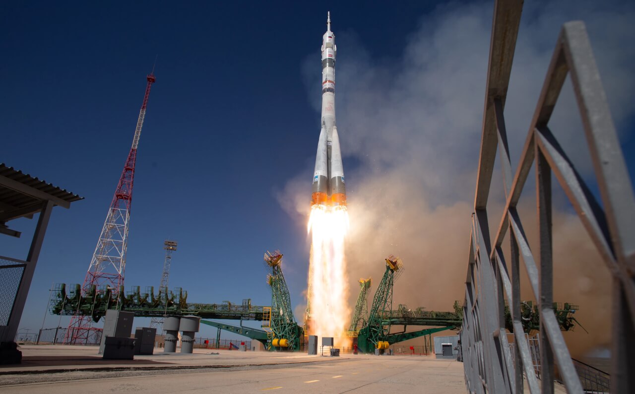 Soyuz rocket lifting off from Baikonur Cosmodrome Soyuz rocket lifting off from Baikonur Cosmodrome