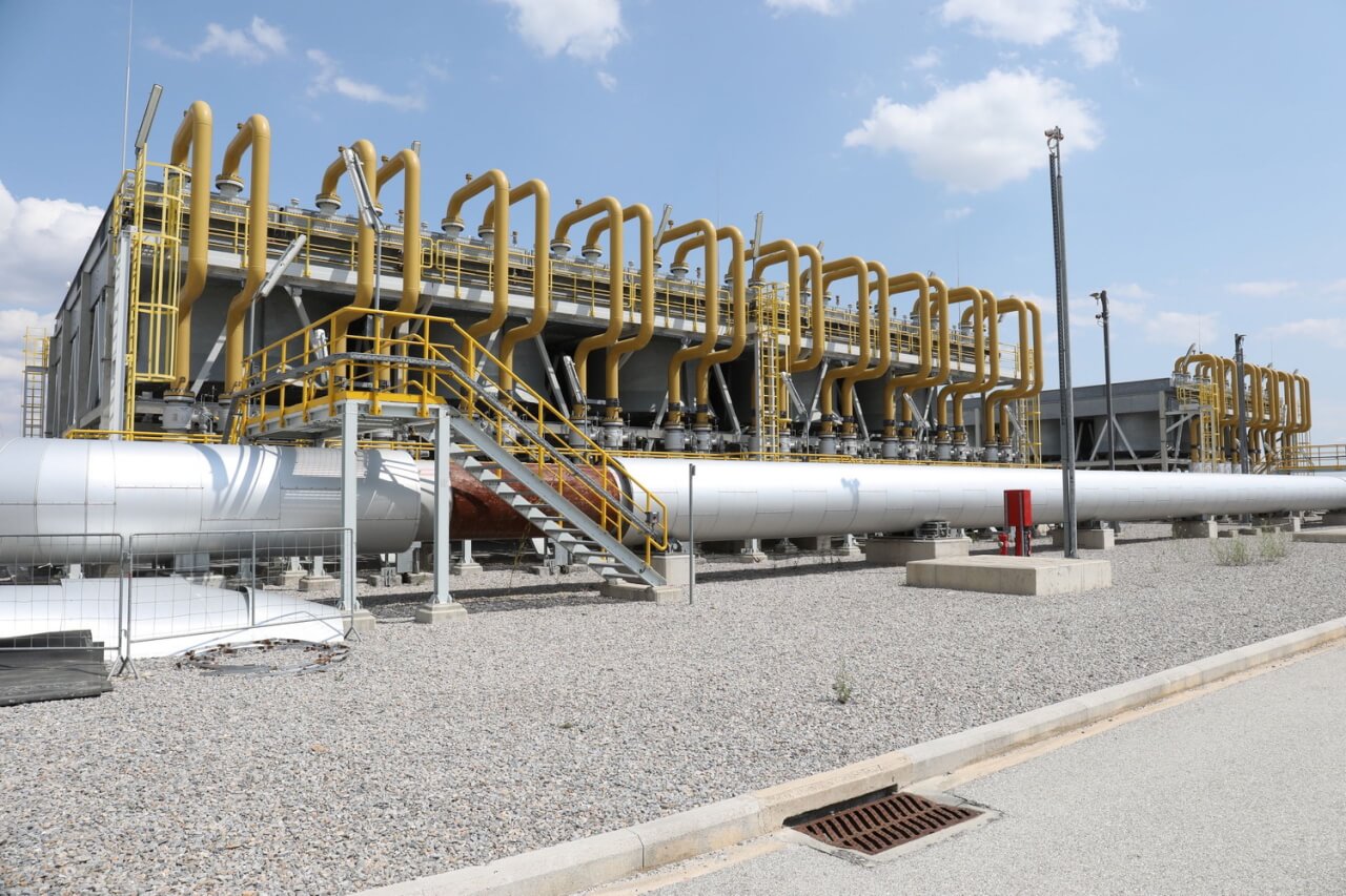 Pipes at the Kipoi Compressor Station along the Trans Adriatic Pipeline (TAP) pipeline, June 2023. Photo: Trans Adriatic Pipeline.