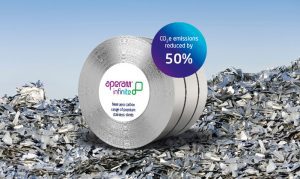 Near-zero carbon footprint products with up to a 50% reduction in emissions compared to our standard products (Scopes 1+2+3 upstream), and up to an 85% reduction in CO<sub>2</sub> emissions compared to the estimated worldwide average. Calculations based on 6 tCO<sub>2</sub>e/t eq. carbon in imported steels.